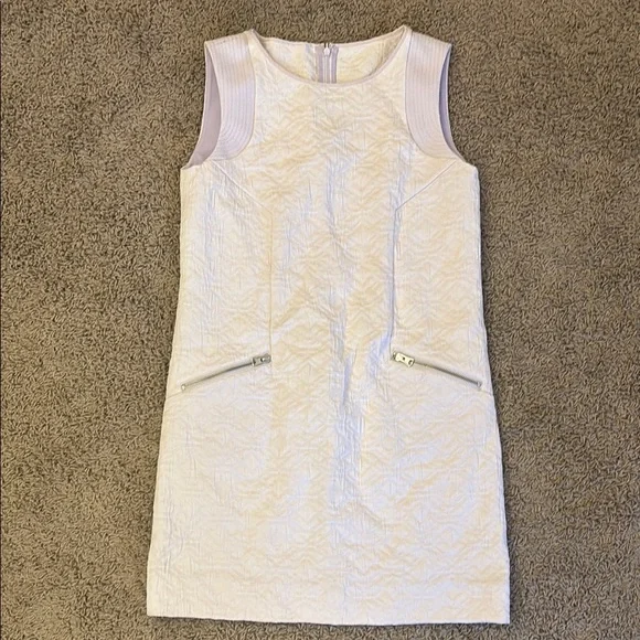 J. Crew Off-White Cream Jacquard Gold Zipper Above Knee Shift Dress - Picture 3 of 15